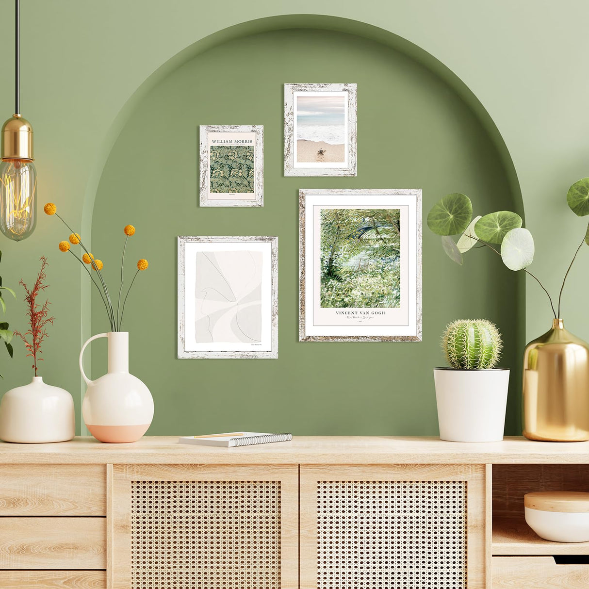 TWING 8x10 Rustic Picture Frames Set of 6 Distressed White Composite Wood Farmhouse Photo Collage Frame For Wall Decor Gallery Wall Frame Set Mounting or Table display, Ideal Valentine Gifts for TWING