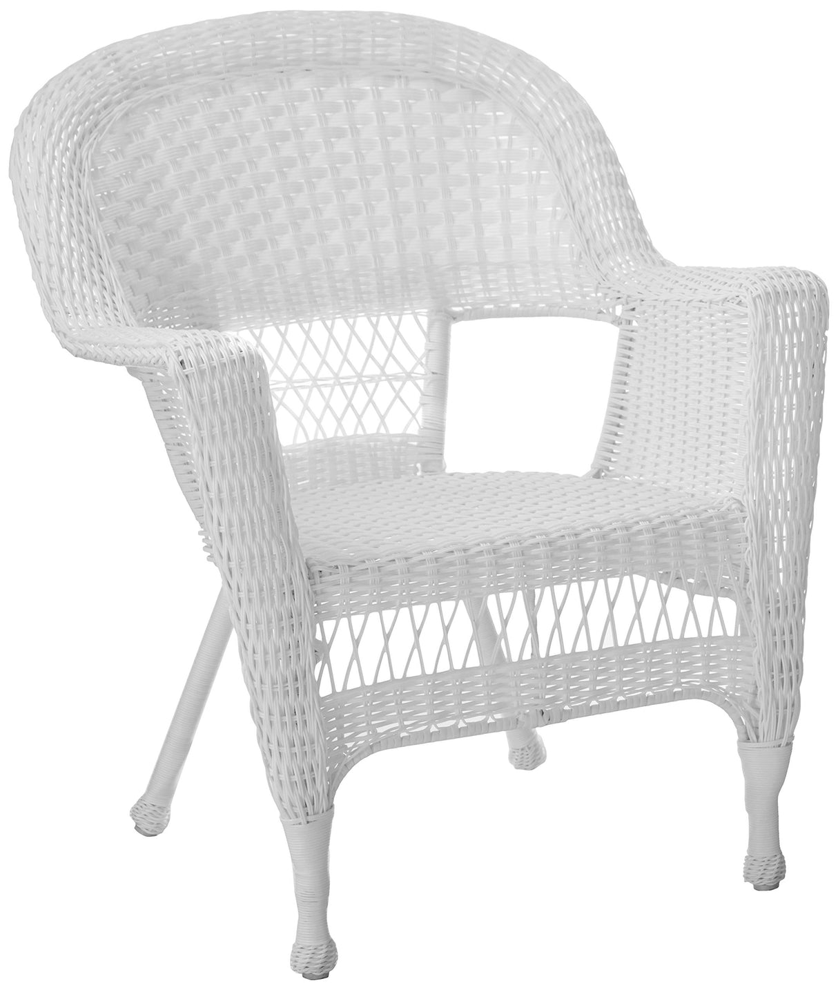 Jeco 3 Piece Wicker Chair and End Table Set without Cushion, White Jeco