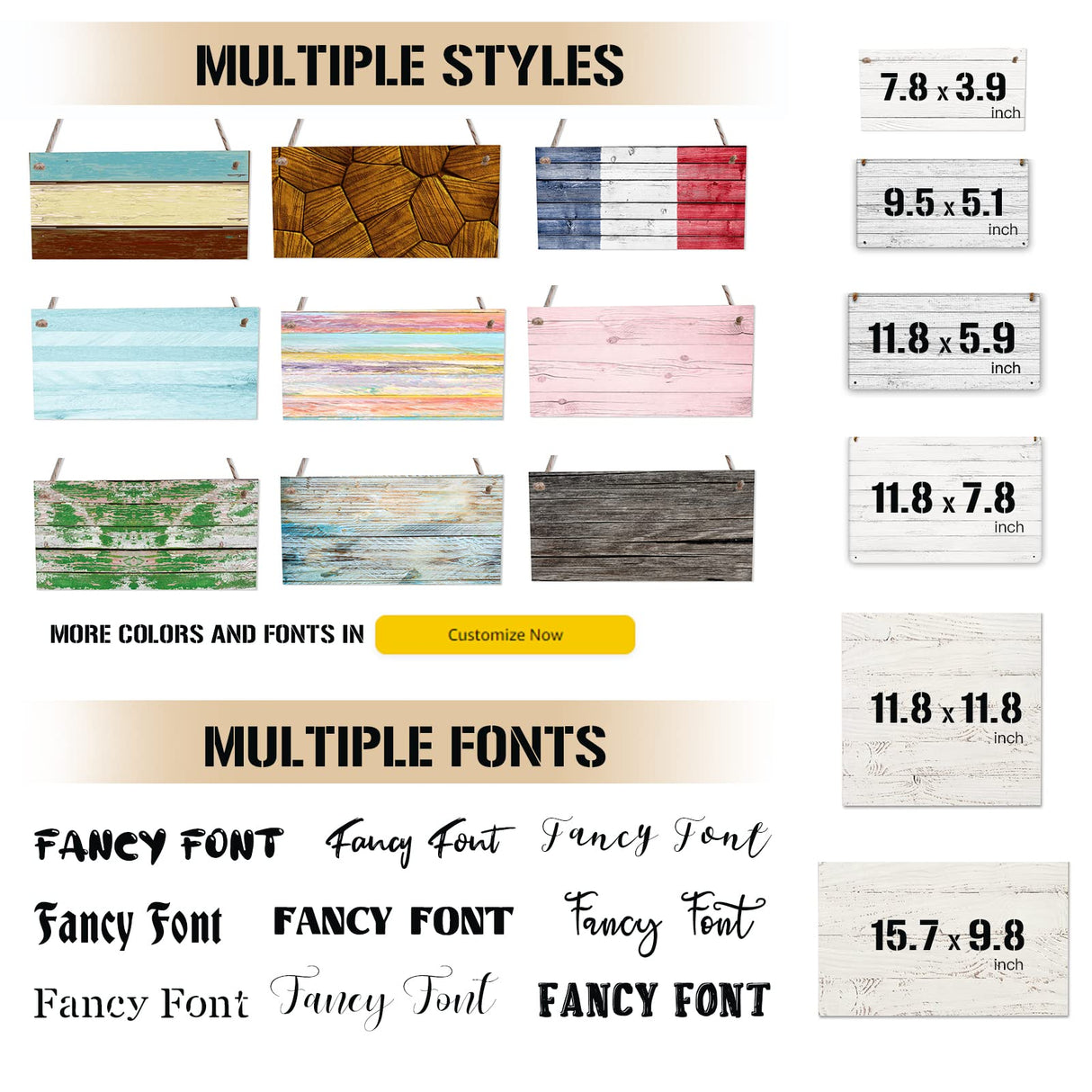 Personalized Wood Board Hanging Door Sign, Custom Welcome Sign Add Your Design, Customized Wall Plaque for Porch, Wall, House, Garden, Yard, Home, Farmhouse, Decor Hanging 11.8x7.8 inch sophiehome