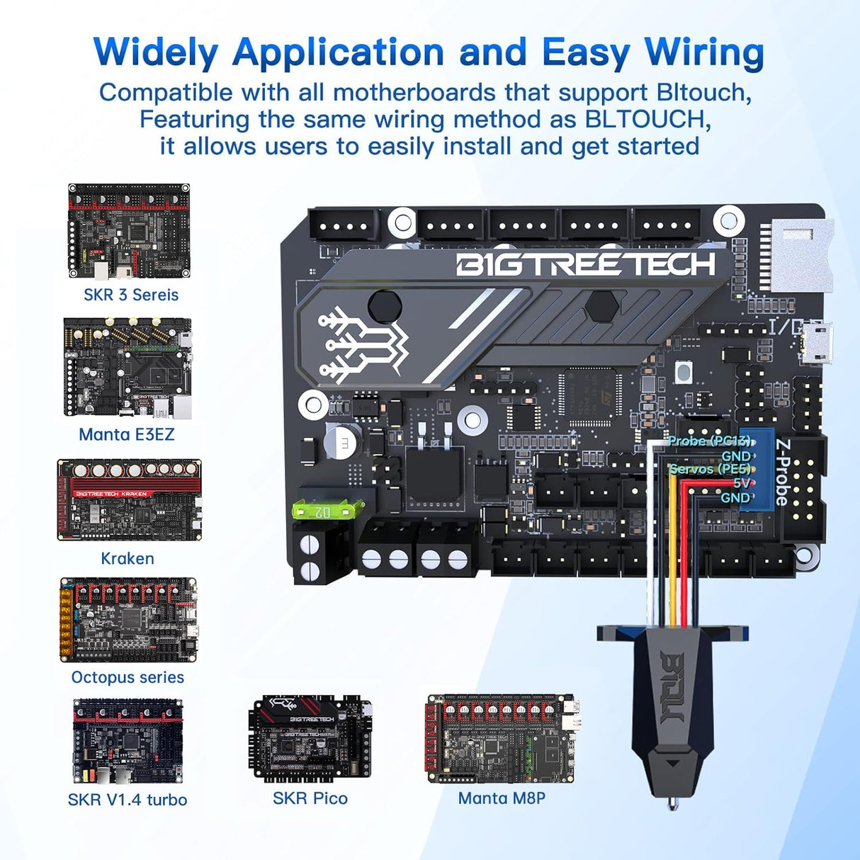 BIQU MicroProbe V2.0 Auto Bed Leveling Sensor, for Ender 3/Ender 3 V2/Ender 3 Pro/Ender 3 Max/Voron/H2 Extruder BIQU B1 3D Printer with SKR Mini E3 V3.0, Octopus V1.1/Pro, Manta/SKR 3 Series Board BIGTREETECH