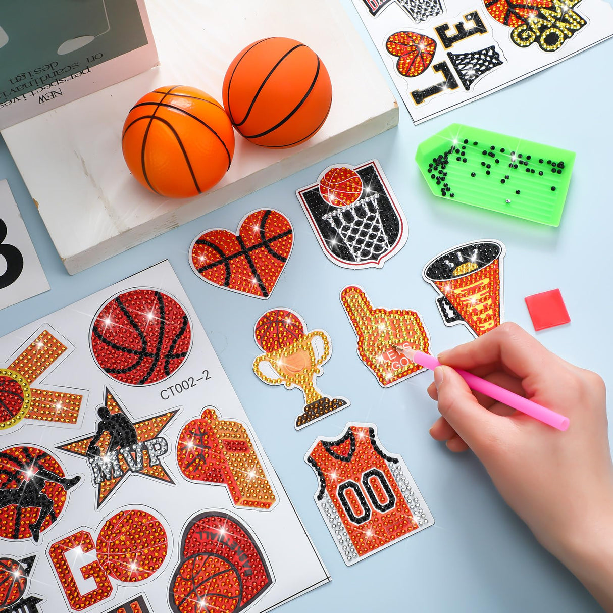 Saysurey 20 Pcs Basketball Diamond Painting Magnet Refrigerator Basketball Decoration DIY Diamond Art Painting Kits for Basket Ball Party Supplies Basket Ball Themed Party Exchange Gifts Saysurey