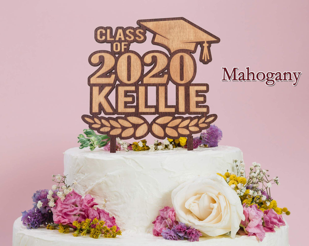 Class of 2021 Wooden Custom Cake or Cup Cake Topper Graduation Party Favor Rustic Prom Congrats Grad Decor Gift for Son Daughter Graduate Weddings-by-StockingFactory