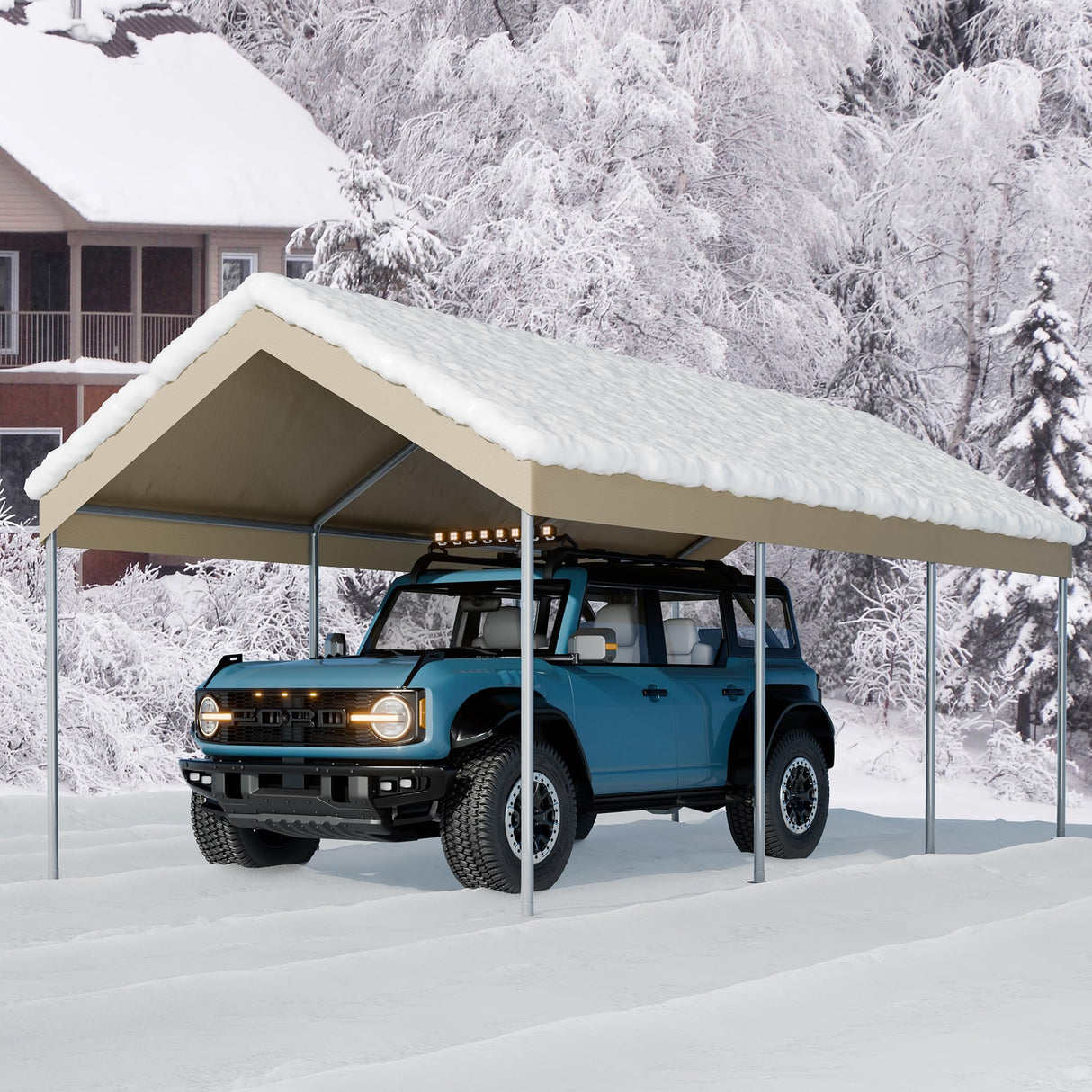 Nuturelly 10x20 FT Carport Heavy Duty Portable Garage, Upgraded Car Canopy Shelter Patry Tent with Steel Frame for SUV, Car, Truck and Tractors Nuturelly