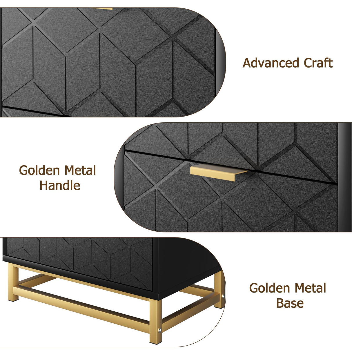 IDEALHOUSE Black 6 Drawer Dresser with Wide Storage, Wood Dresser Chest Organizer with Metal Legs, Modern Dressers & chests of Drawers for Bedroom, Living Room, Hallway IDEALHOUSE