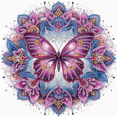 Stalente Diamond Painting Kits for Adults Butterfly Mandala, 5D Special Shape Diamond Art Kits for Beginners, Crystal Rhinestones Diamond Painting for Home Wall Decoration Gift 12×12inch