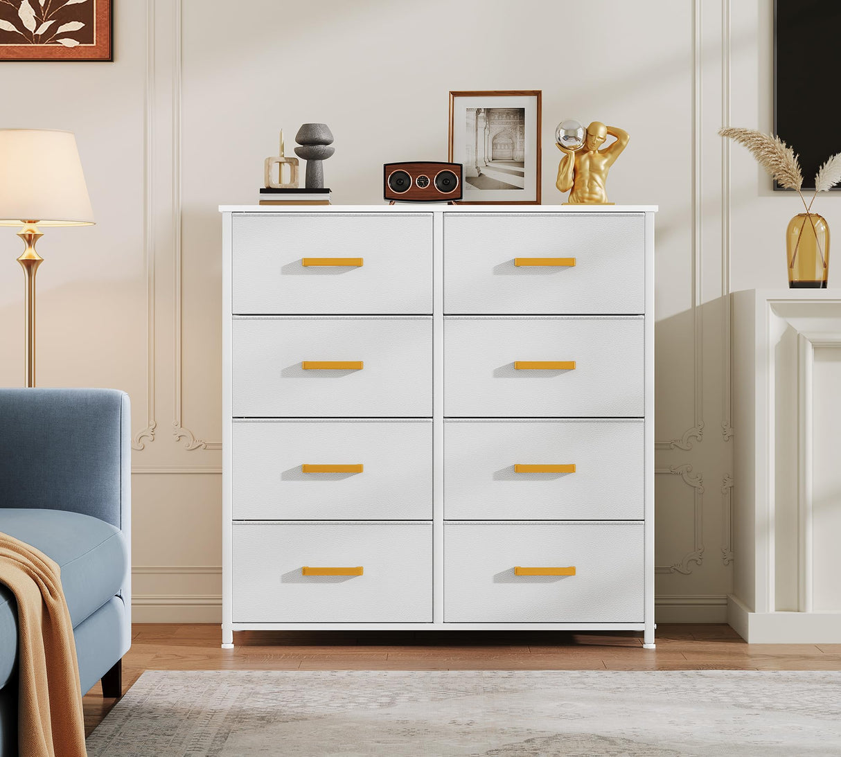 YITAHOME Fabric Dresser for Bedroom, Tall Storage Tower with 8 Drawers, Black Dresser & Chest of Drawers, Storage Drawer Organizer for Closet, Living Room YITAHOME