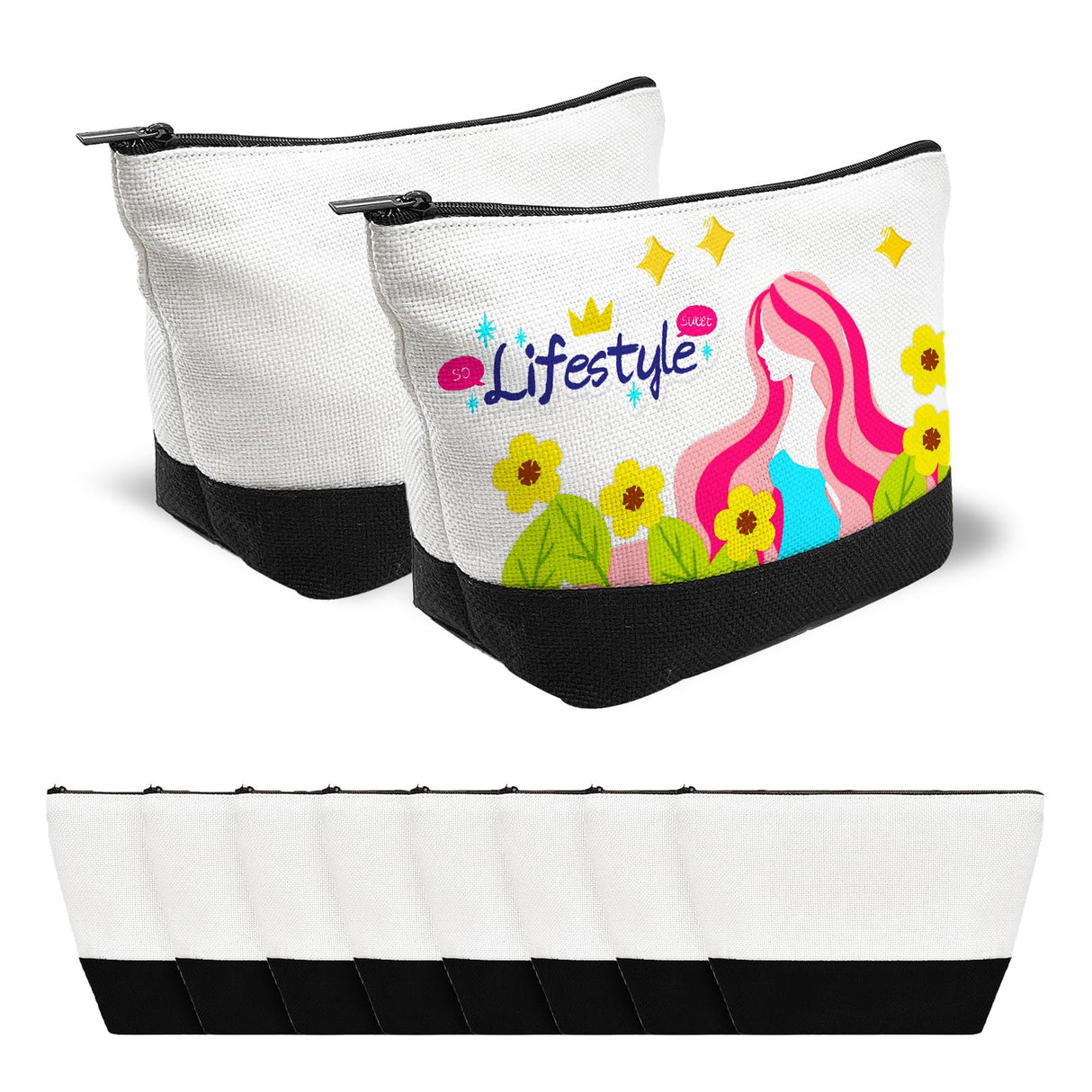 Beclumas 10 Pack 9"x 5.5" Sublimation Blanks Cosmetic Bags,Pencil Bag, Bulk Multi-Purpose DIY Heat Transfer Makeup Bags with Zipper for DIY Crafts Travel and Toiletry Bag(White) Beclumas