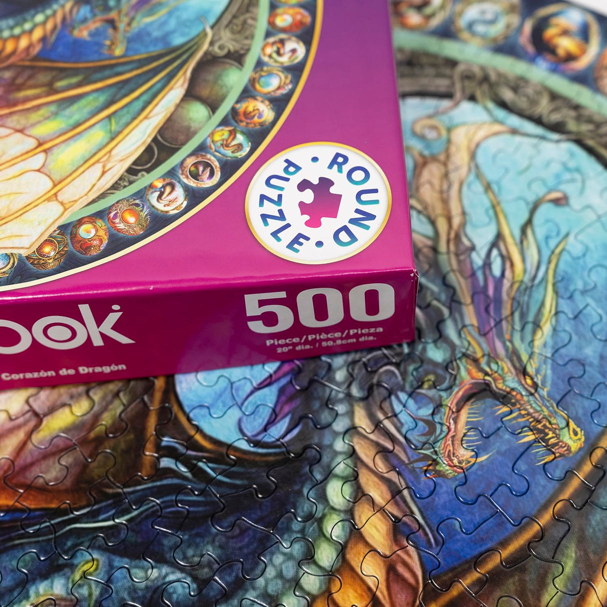 Springbok's Dragon Heart 500 Piece Round Jigsaw Puzzle for Adults - Unique Cust Pieces with Spectacular Dragon Image - Made in USA Springbok