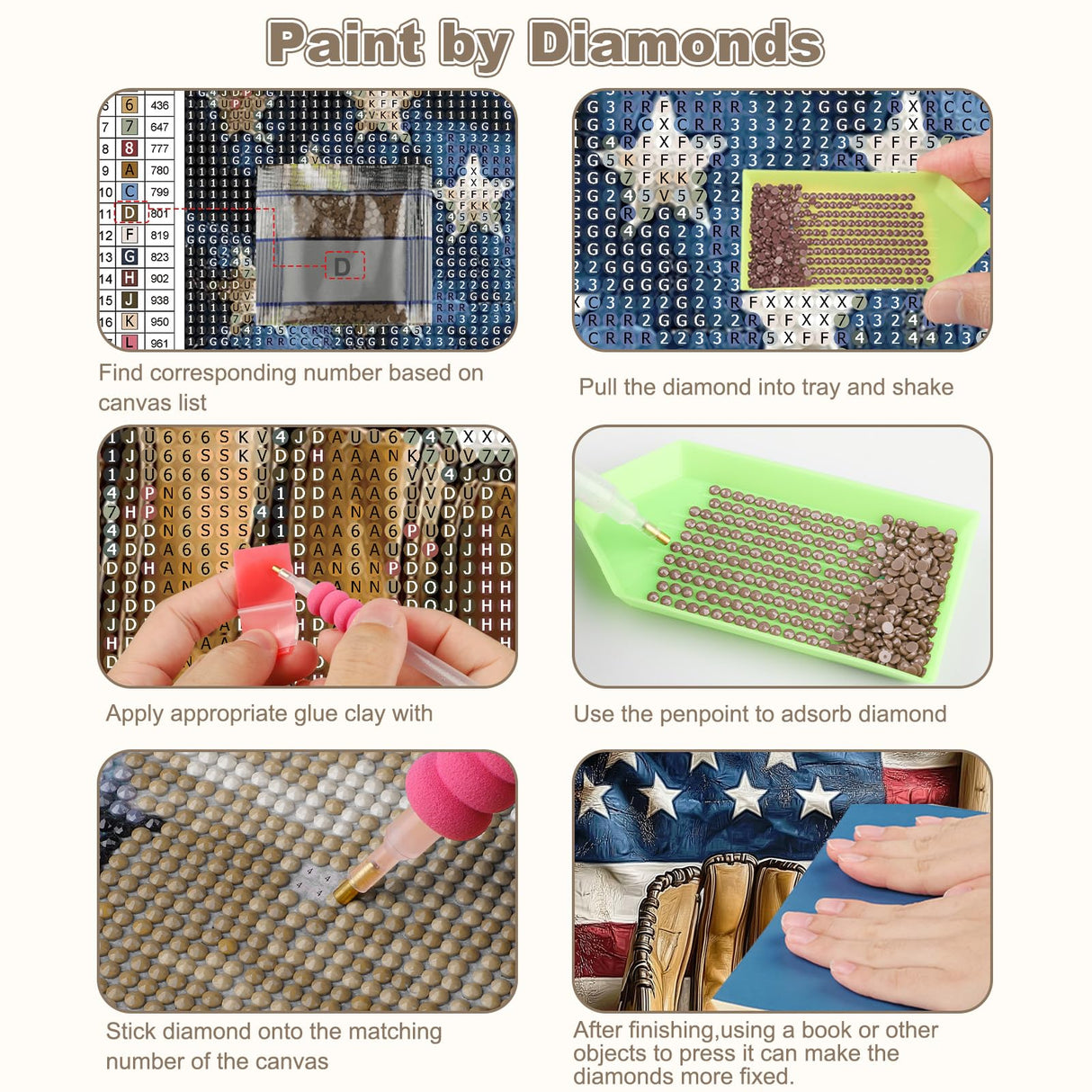 CEOVR Baseball Diamond Painting Kits for Adults, American Flag Diamond Art Dots 5D Full Drill DIY Gem Art for Beginner, Adult Crafts Kits Arts and Crafts, Wall Decor for Home Office 12x16in CEOVR