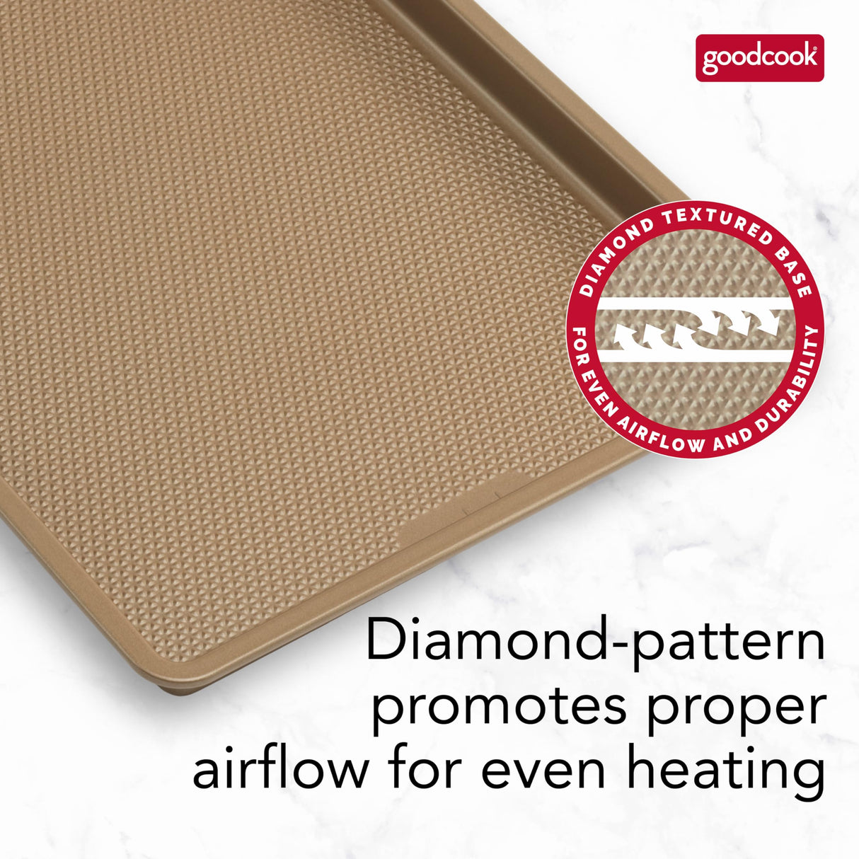 GoodCook BestBake Nonstick Textured Carbon Steel Cookie Sheet, 11" x 17", Large Baking Sheet, Even Heating, Scratch-Resistant, Non-Toxic, Durable, Ideal for Baking and Sheet Pan Dinners GoodCook