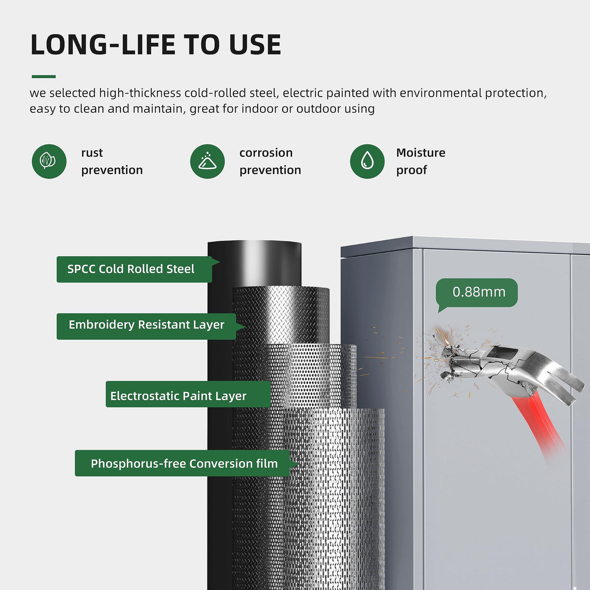 Greenvelly Metal Garage Storage Cabinet, 72” Tall Locking Steel Cabinet with 2 Doors and 4 Adjustable Shelves, Utility Metal Filing Cabinet with Lock for Home, Office, Garage, School (Dark Grey) Greenvelly