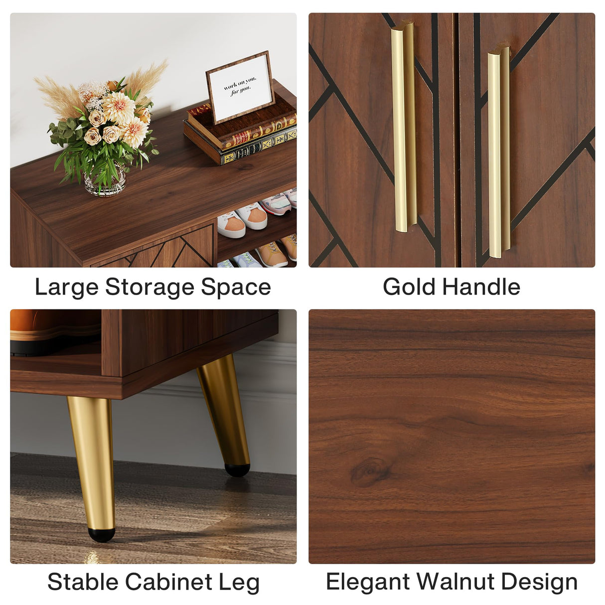 Tribesigns Walnut Shoe Cabinet with Doors, 6-Tier 24 Pairs Shoe Storage Cabinet for Entryway, Wooden Entryway Shoe Cabinet with Adjustable Shelves for Living Room, Bedroom Tribesigns