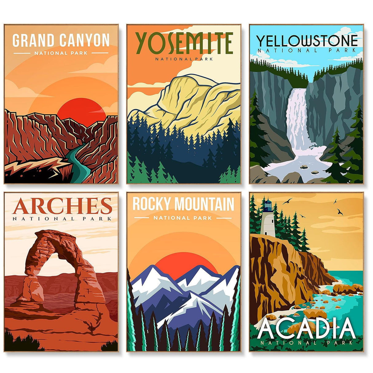 6 Pack Paint by Numbers Kit for Adults Beginners - 10x14 Inch National Park Adult Paint by Number Kits on Canvas, DIY Acrylic Oil Number Painting Kits for Adults, Perfect for Gift Home Decor Offito