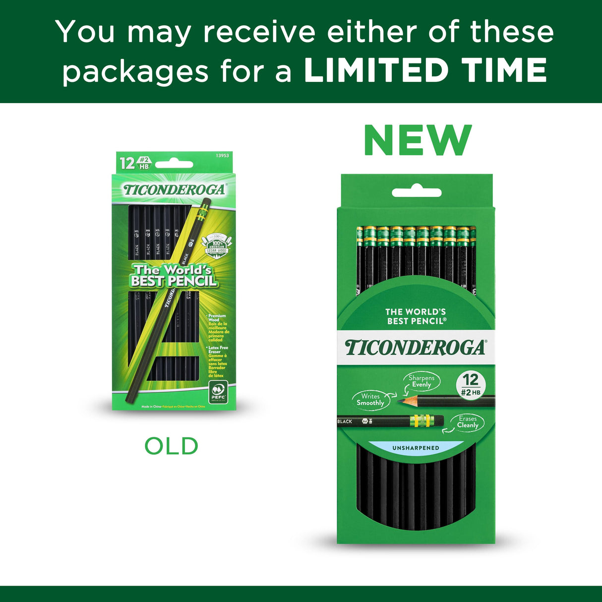 Ticonderoga Pencils, Wood-Cased Graphite, #2 HB Soft, Black (13953) (Pack of 6, 72 Count Total) Ticonderoga