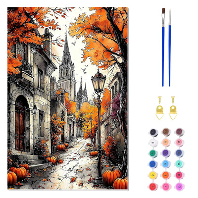 ZENDIYO Fall Landscapes Paint by Numbers Kits for Adults Beginner on Canvas with Wooden Framed, Easy Adult Paint by Number Kits, DIY Acrylic Color Painting by Number for Home Decor 8x12 Inch