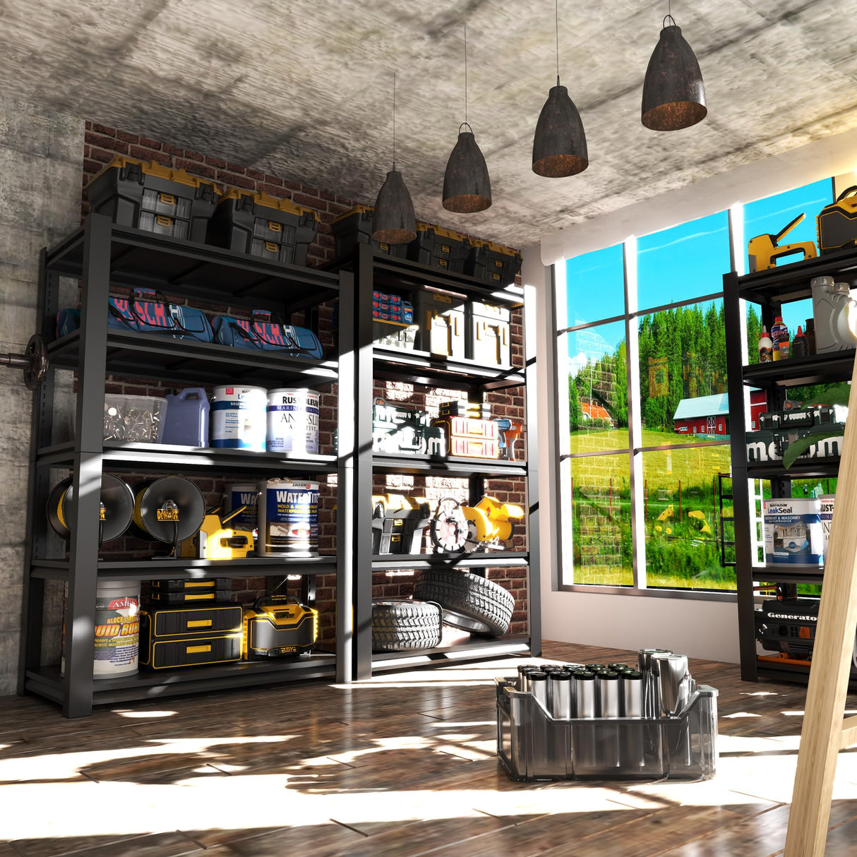 VIYET Garage Shelves,72" H Garage Shelving Heavy Duty, 2500Lbs 5 Tier Adjustable Garage Storage Shelves Suitable for Warehouse, Basement, Workshop, Kitchen, Require Assembly, 16" D*36" W*72" H, Black VIYET