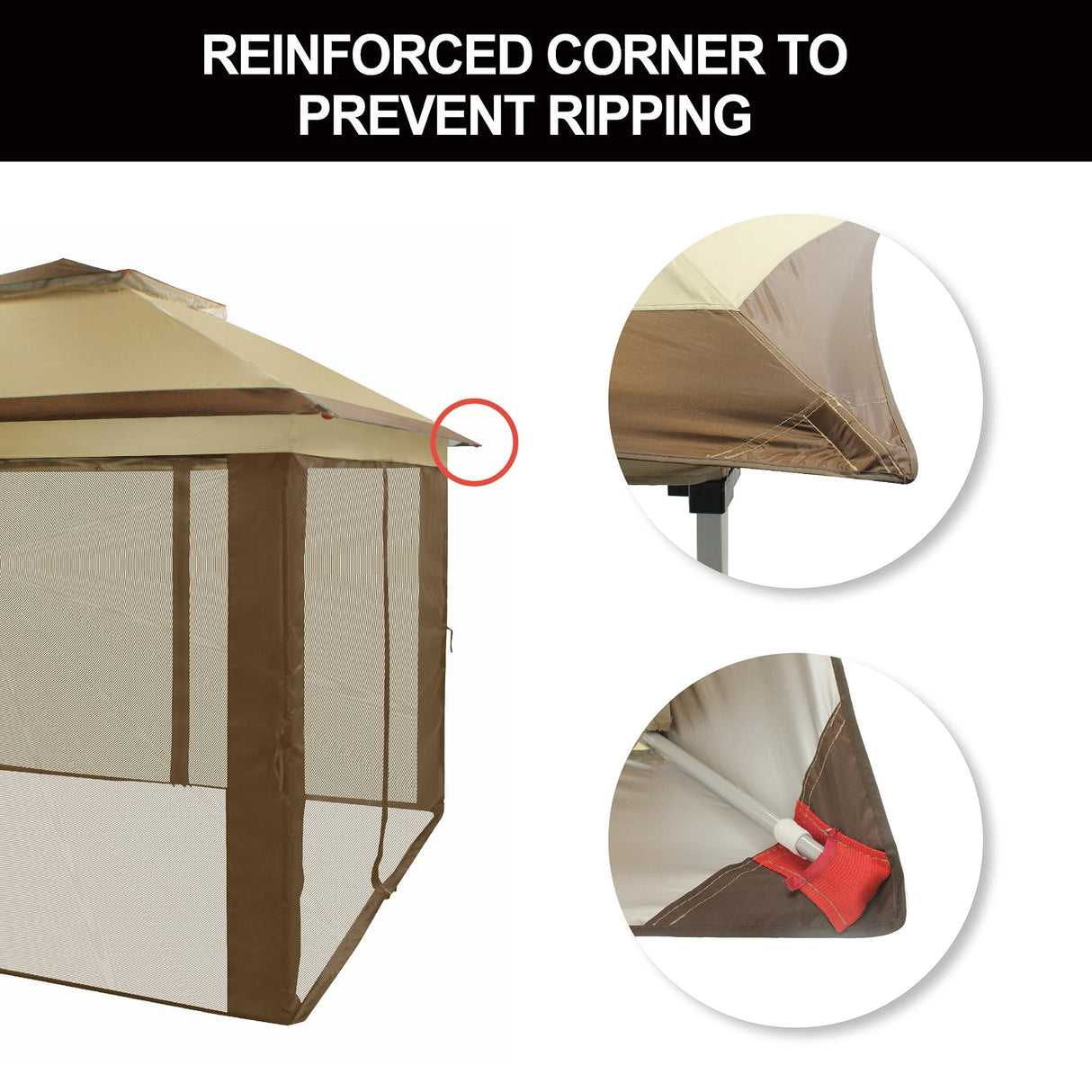 CROWN SHADES 11x11 Pop Up Gazebo, Patented One Push Outoor Canopy Tent with Wheeled STO-N-Go Cover Bag, Pop Up Canopy with Netting for Patio, Backyard (11x11, Beige & Coffee) CROWN SHADES