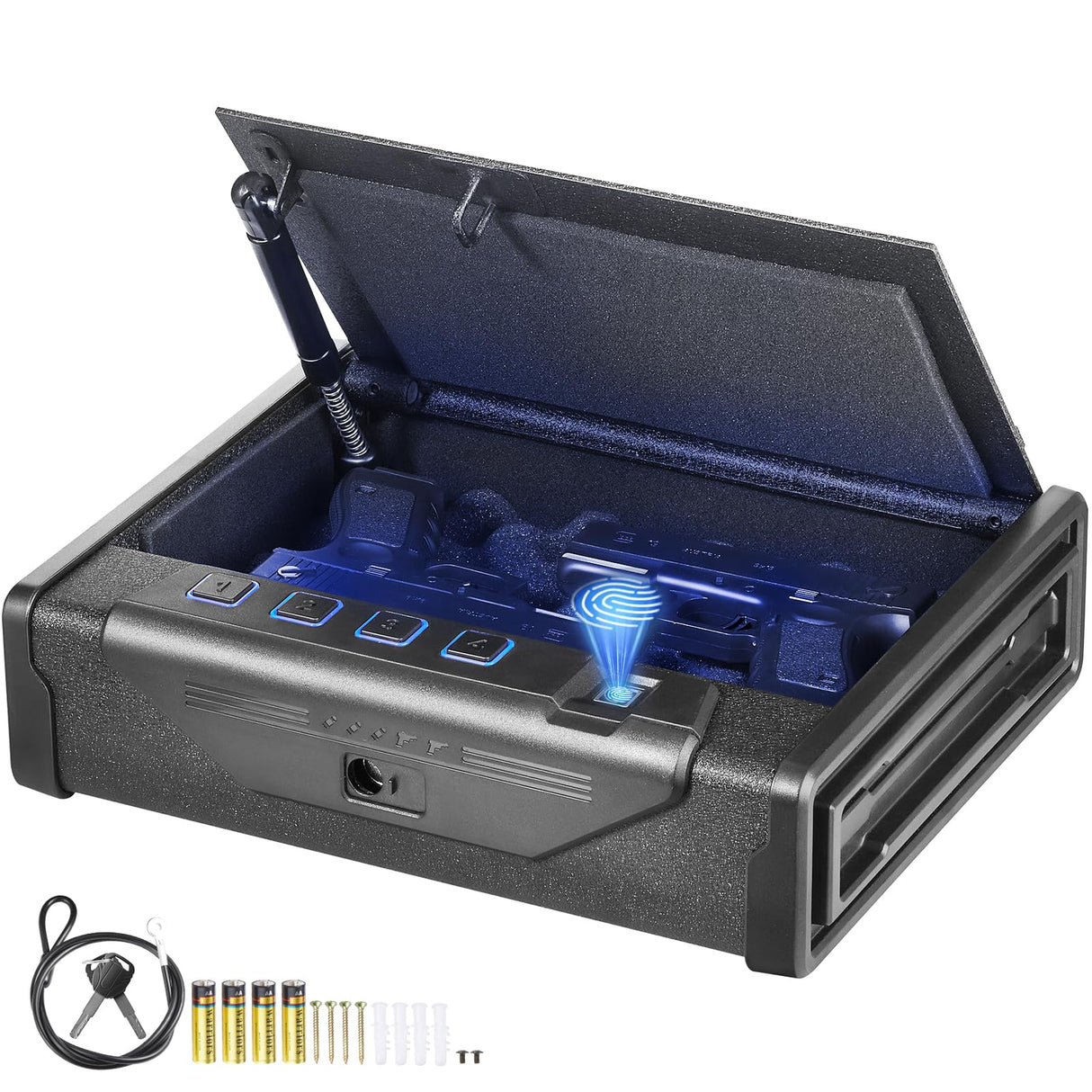 VEVOR Gun Safe for Pistols, Biometric Gun Safe with Three Quick Access Ways of Fingerprints, Passwords and Keys, Handgun Safe for 2 Pistols for Home, Bedside, Nightstand, Car VEVOR