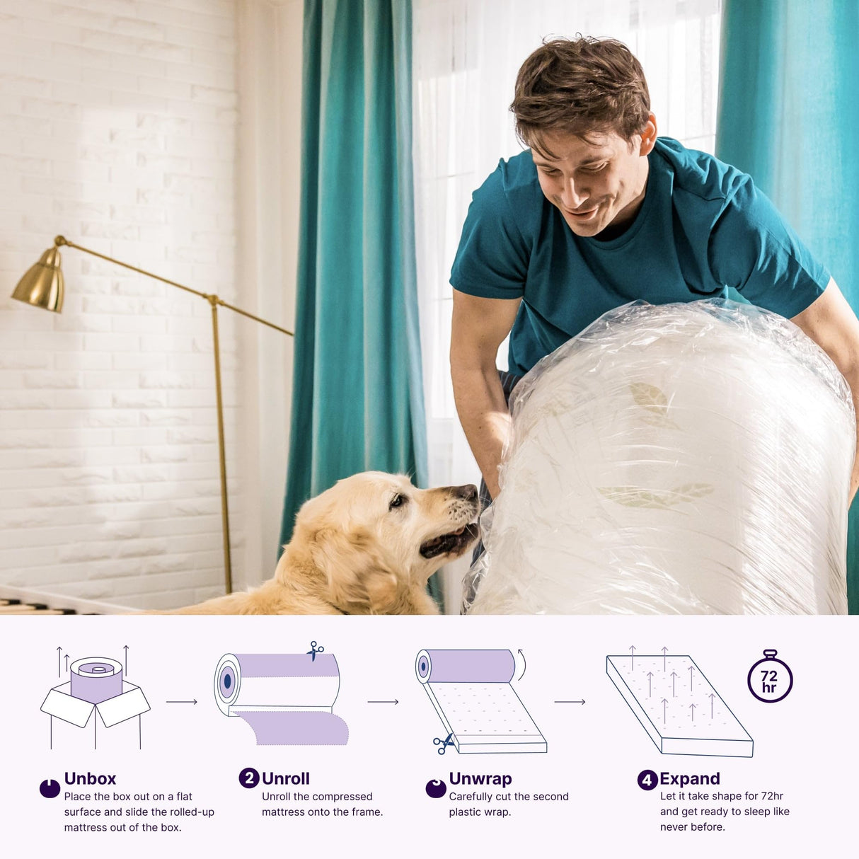 NapQueen Queen Size Mattress, 8 Inch Anula Green Tea Infused Memory Foam Mattress, Queen Size Mattress Bed in a Box, CertiPUR-US Certified Mattress NapQueen
