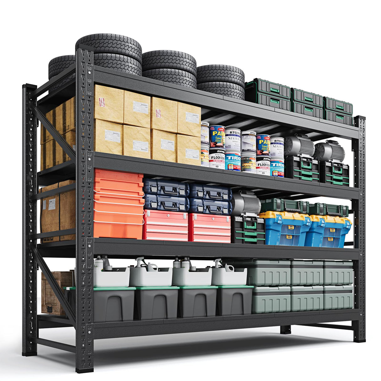 Letaya 4000LBS Storage Shelves Heavy Duty,60" W Garage Shelving Units, 4 Tier Adjustable Utility Rack Shelf,Large Metal Industrial Shelves,for Shop,Warehouse,Basement (60" W x 24" D x 70" H) Letaya