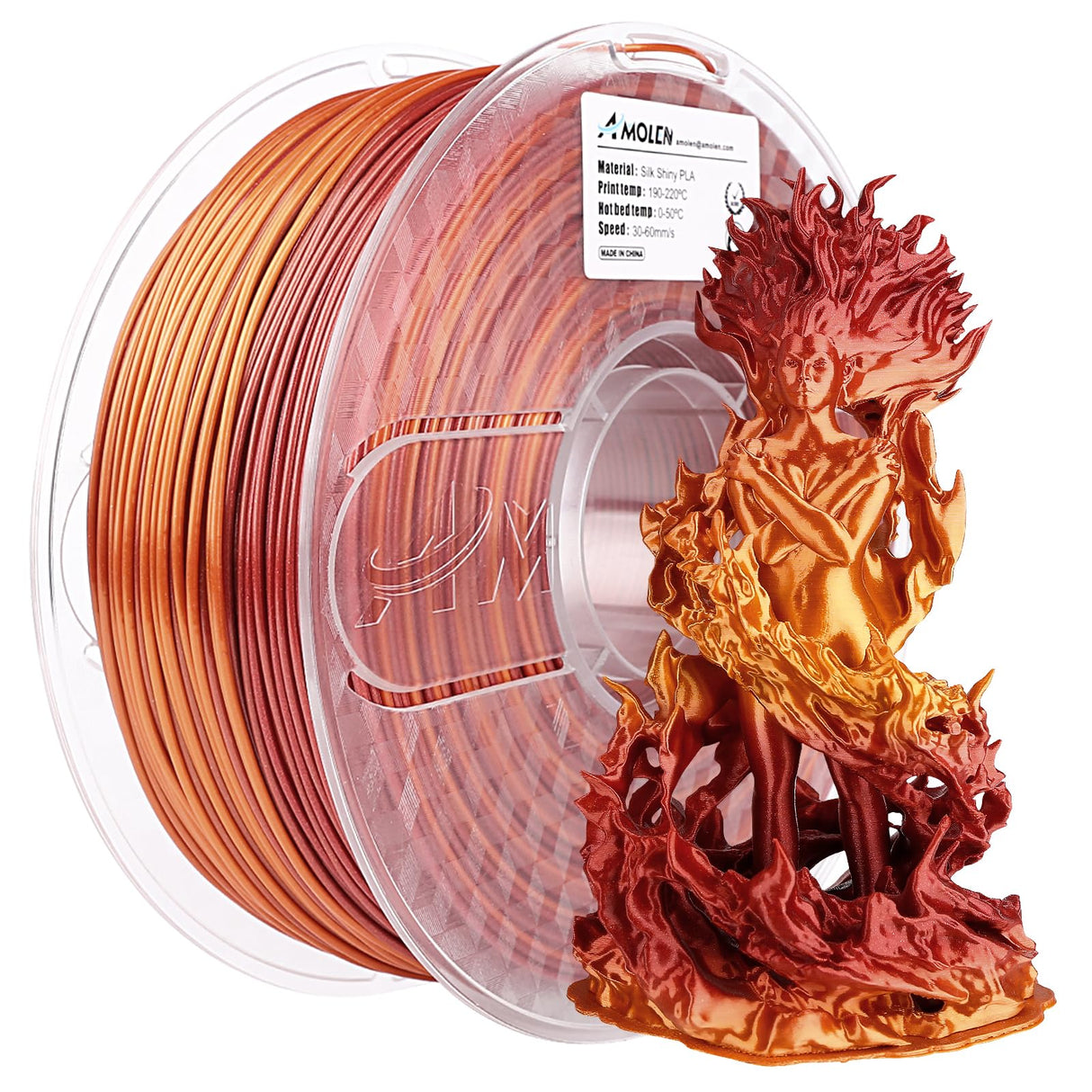 AMOLEN PLA 3D Printing Filament, PLA Filament 1.75mm Silk Shiny Filament Red Gold Filament, 3D Printer Gradient Pla Filament 1KG/2.2lb Compatible with 3D Printer and 3D Pen AMOLEN
