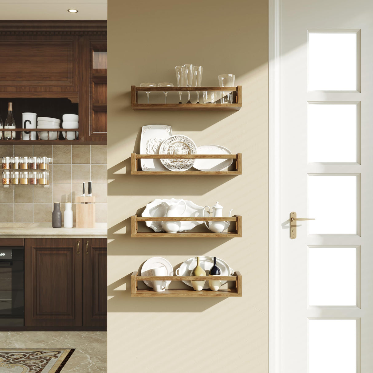 TidyCorner Upgraded Thick Floating Shelves - Multi-Use Wall-Mounted Bookshelves for Kids and Nursery, Ideal for Books, Toys, Spice Rack, Decor - Walnut Brown TidyCorner