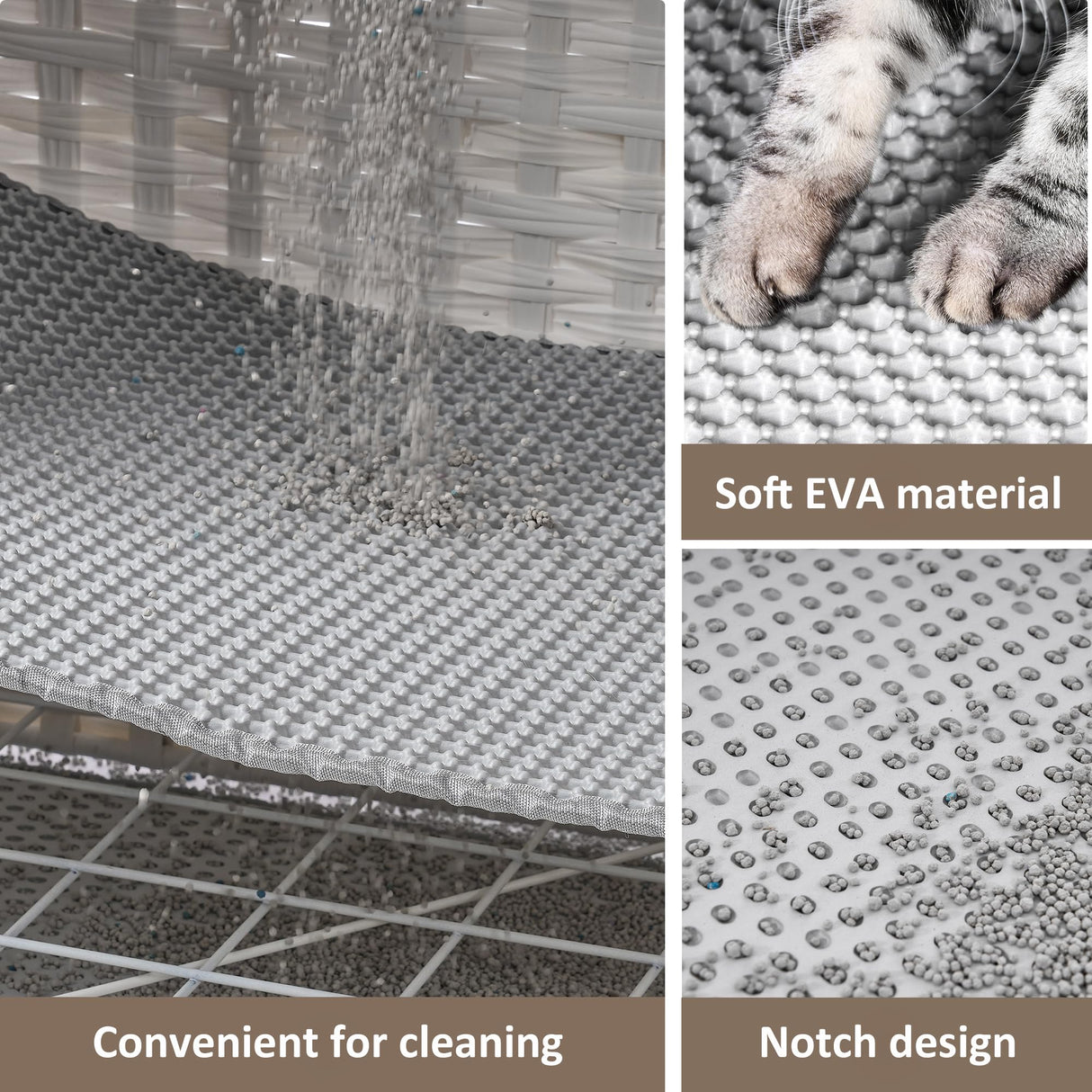 Cat Litter Box Enclosure with Soft Litter Mat; Hidden Cat Washroom Furniture with Door; Handwoven Rattan Cat House with Large Space; Pet Crate for Living Room, Bedroom, Balcony (White) Honiakaka