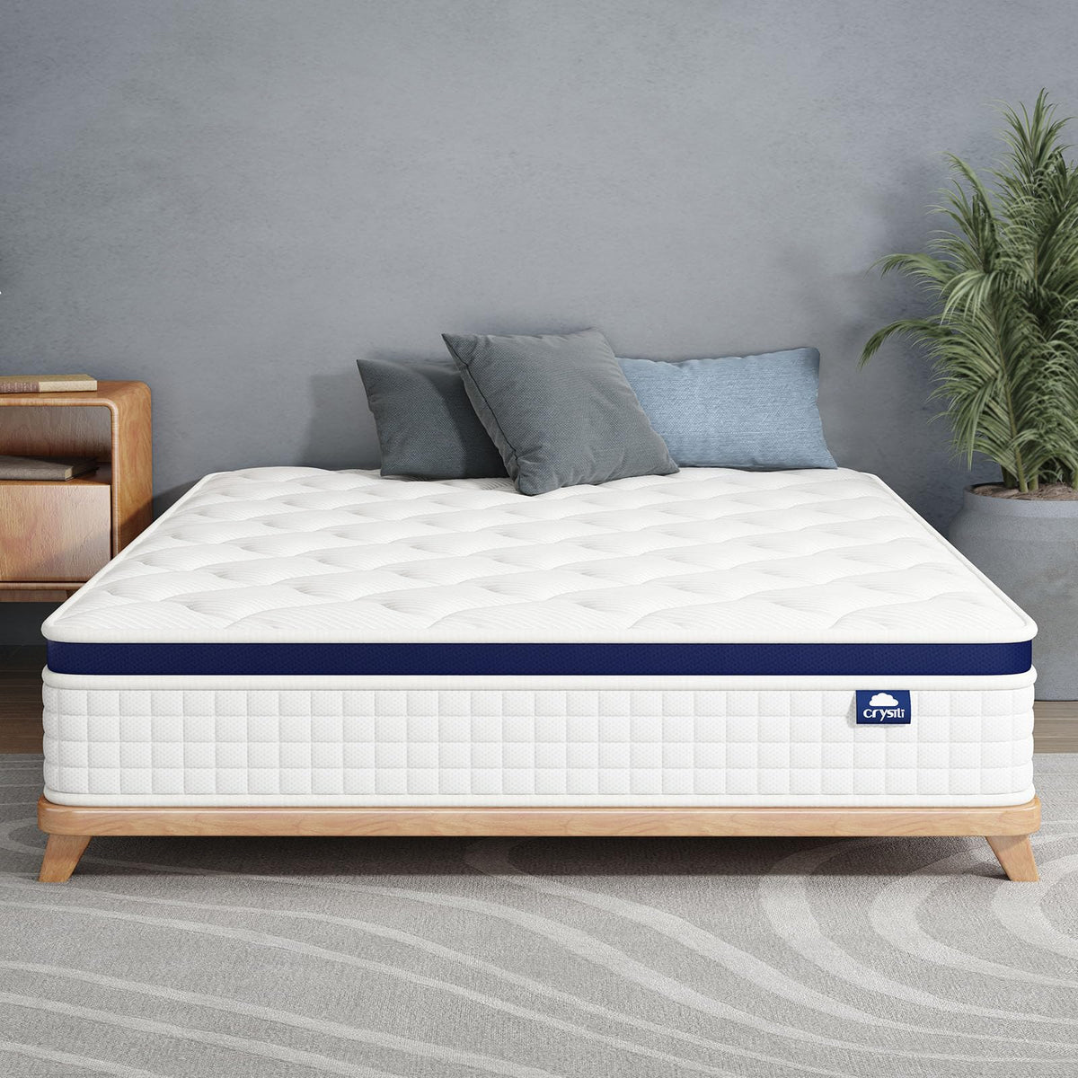 Crystli Full Size Mattress 14 Inch Memory Foam Hybrid Mattress Bed in A Box with Zero Pressure Foam, Innerspring Mattresses for Pressure Relief, Motion Isolation, Medium Firm, CertiPUR-US Certified Crystli