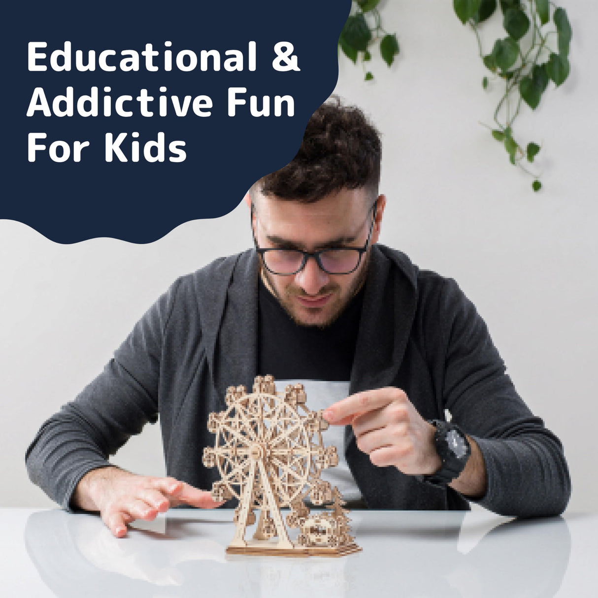 Prextex Ferris Wheel 3D Puzzle Wooden - 115 Precision Pieces Sturdy Wood - No Glue Needed for Assembly - Fun & Educational for Ages 8+ - Ideal for Hobbyists, Collectors, Decor, & Gifts PREXTEX