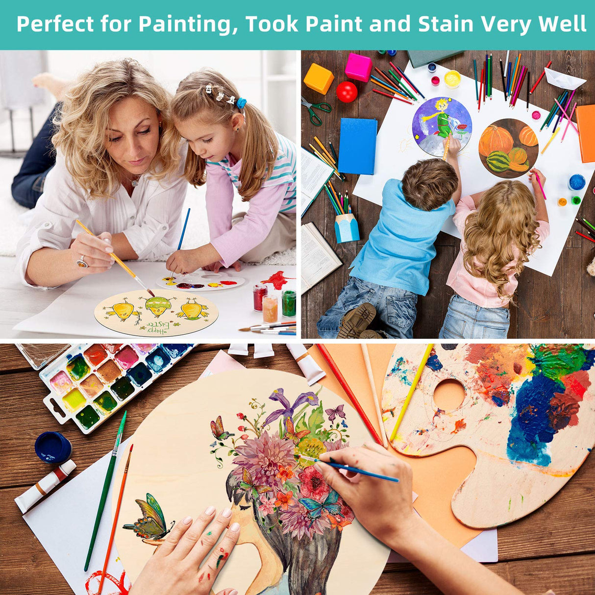 Round Wood Circles for Crafts Round Wood Cutouts Unfinished Round Wood Discs for Door Hanger Design Wood Burning (3 Pieces, 18 Inch) Jetec