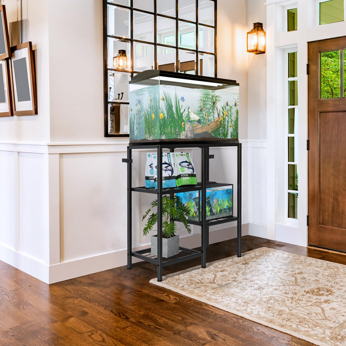 CADUKE Aquarium Stand 20 Gallon, Metal Fish Tank Stand, Aquarium Rack Stand for Fish Tank Accessories , 3 Tier Turtle Reptile Terrarium Stand for Living Room Office CADUKE