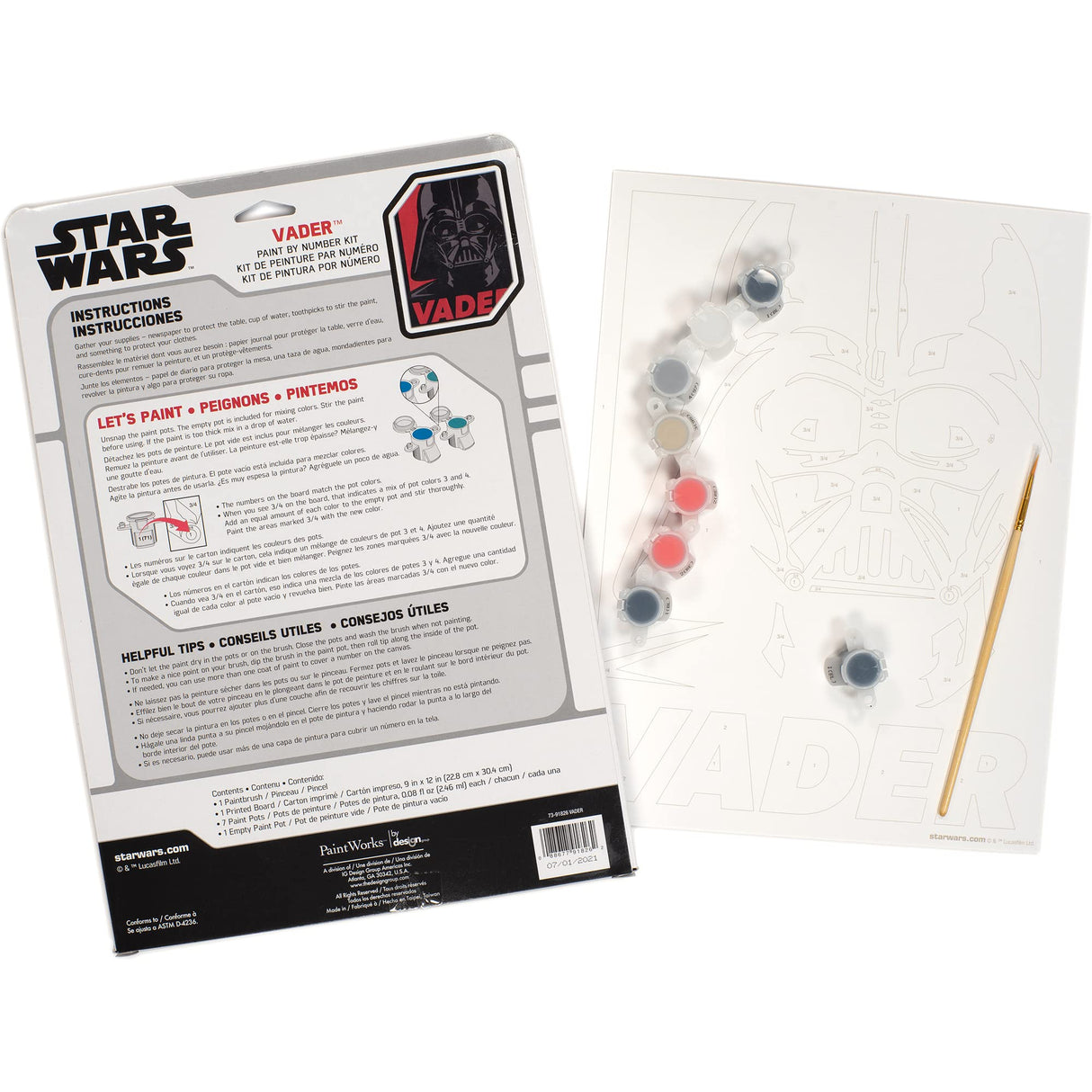 Dimensions PaintWorks Darth Vader Star Wars Paint by Number Kit for Adults and Kids, Finished Project 9" x 12", Multicolor 7 Piece Dimensions