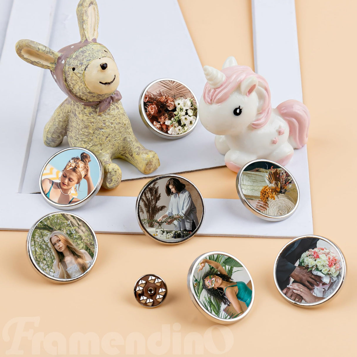 Framendino, 20 Pack Silver Sublimation Blank Pins DIY Button Badges Round Sublimation Blank Base Pin Aluminum Sheet with Butterfly Pin Backs for DIY Craft Lapel Jewelry Making Framendino