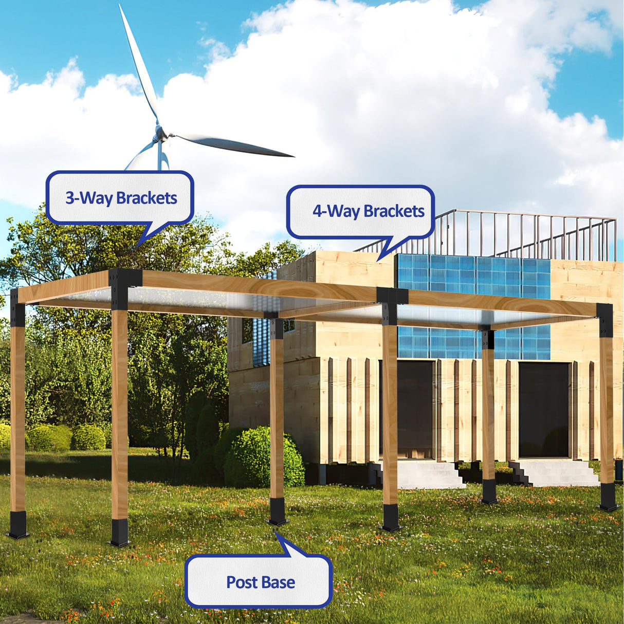 Heavy Alloy Steel Pergola Bracket Kit with 4-Way Pergola Kit for 6"x 6" (Actual 5.5" X 5.5") Lumber,Wood Pergola Brackets Suitable for Pergolas,Gardens,Patio and Metal Gazebo Kits with Screws JEXALINE