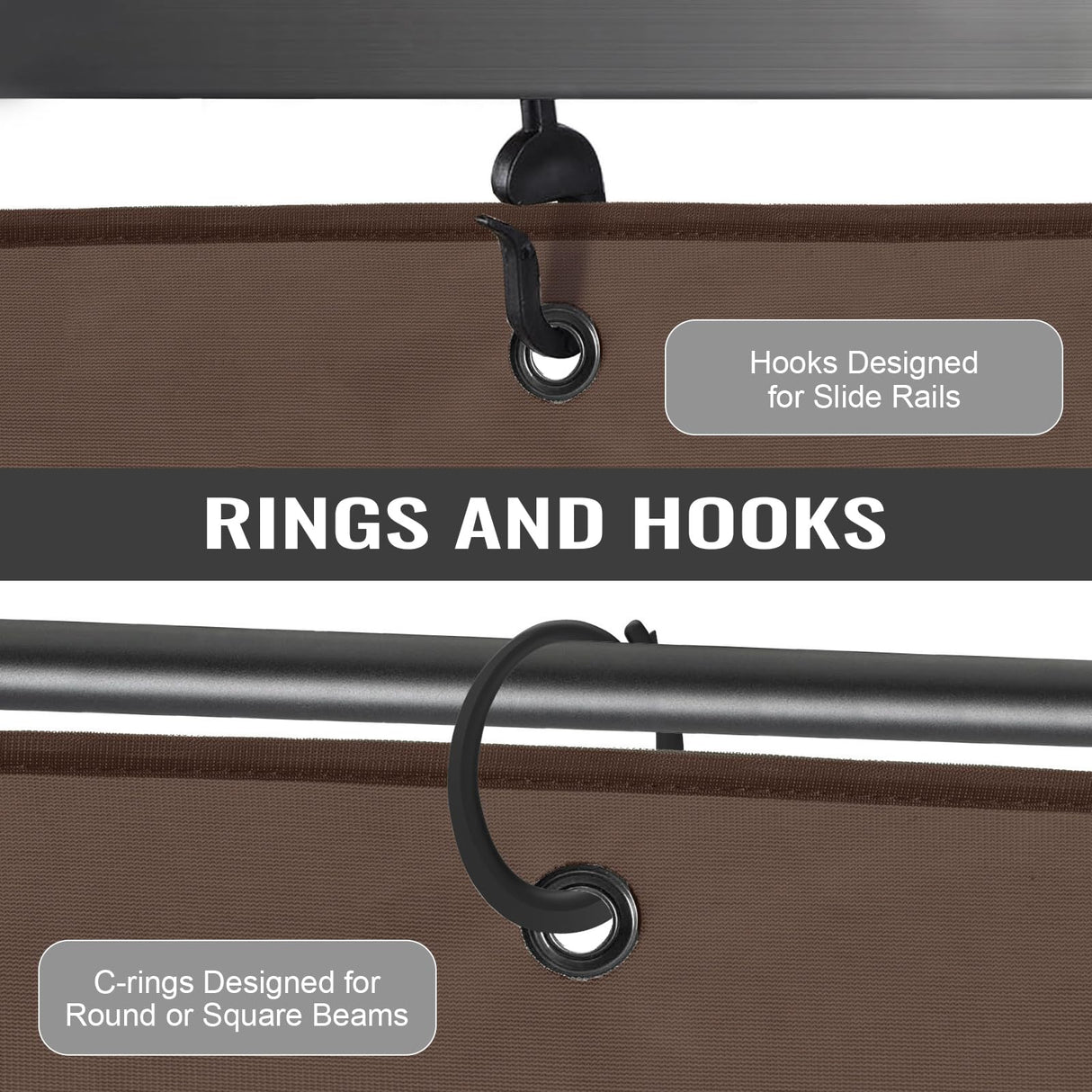 COWVIE 4-Panel 12' x 16' Gazebo Replacement Curtains, Patio Privacy Sidewalls with Double Zipper, Replacement for Outdoor Gazebo Canopy (Curtain Only) COWVIE