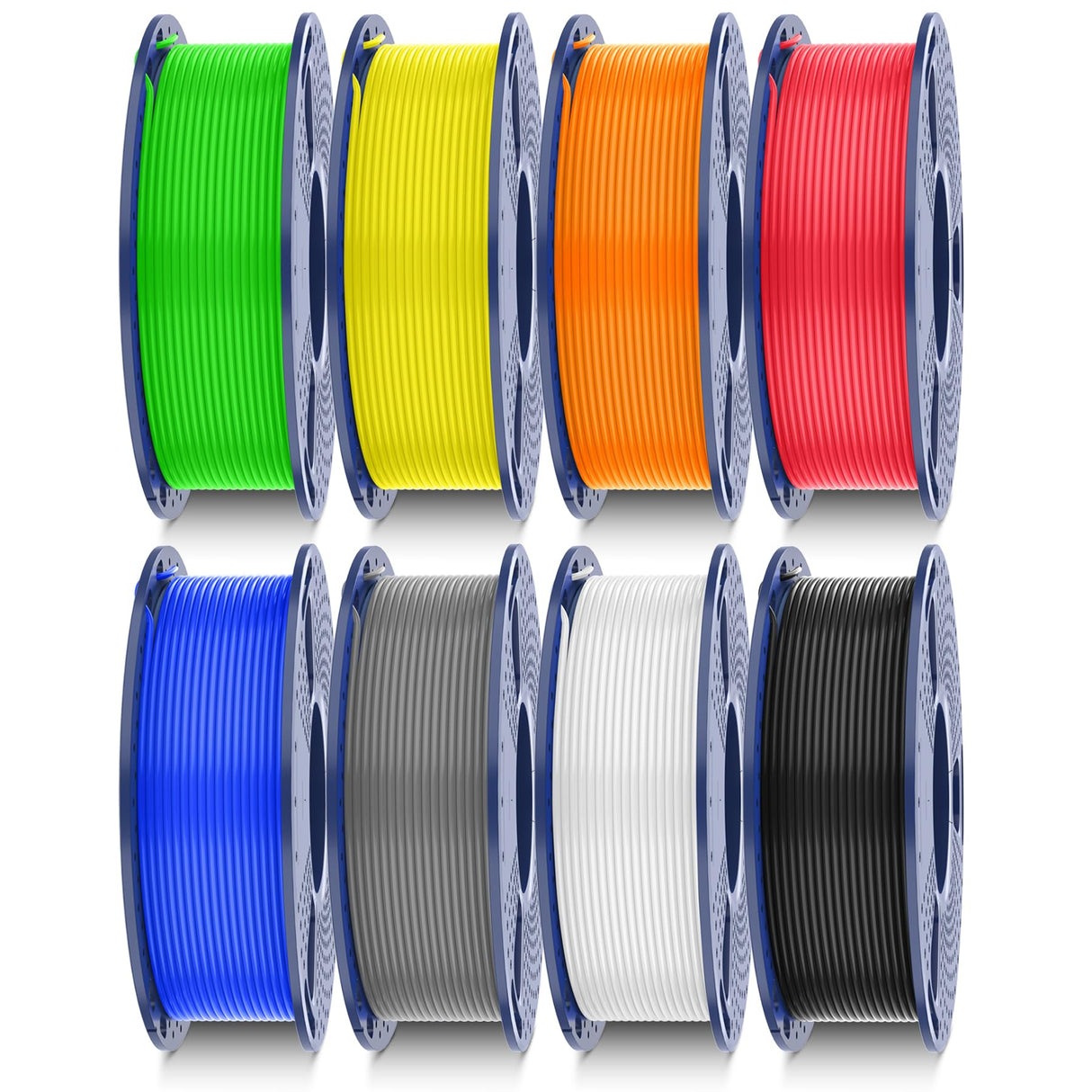 SUNLU ABS Filament 1.75mm 3D Printer Filament Bundle Multicolor, Individually Vacuum Packed, 2kg in Total, 0.25kg per Spool, 8 Pack, 8 Colors, Black+White+Grey+Blue+Yelllow+Green+Red+Orange SUNLU