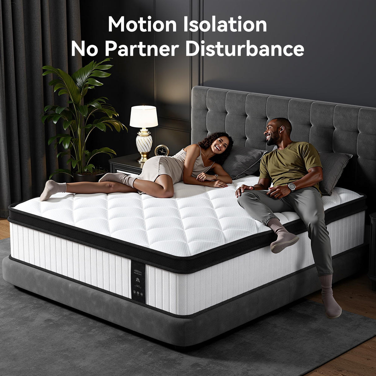 WFGEY King Size Mattress, 12 Inch King Mattress in a Box with Memory Foam and Individual Pocket Springs, Motion Isolation, Pressure Relief, Medium Firm Feel, Cool & Comfortable Sleep, Breathable WFGEY