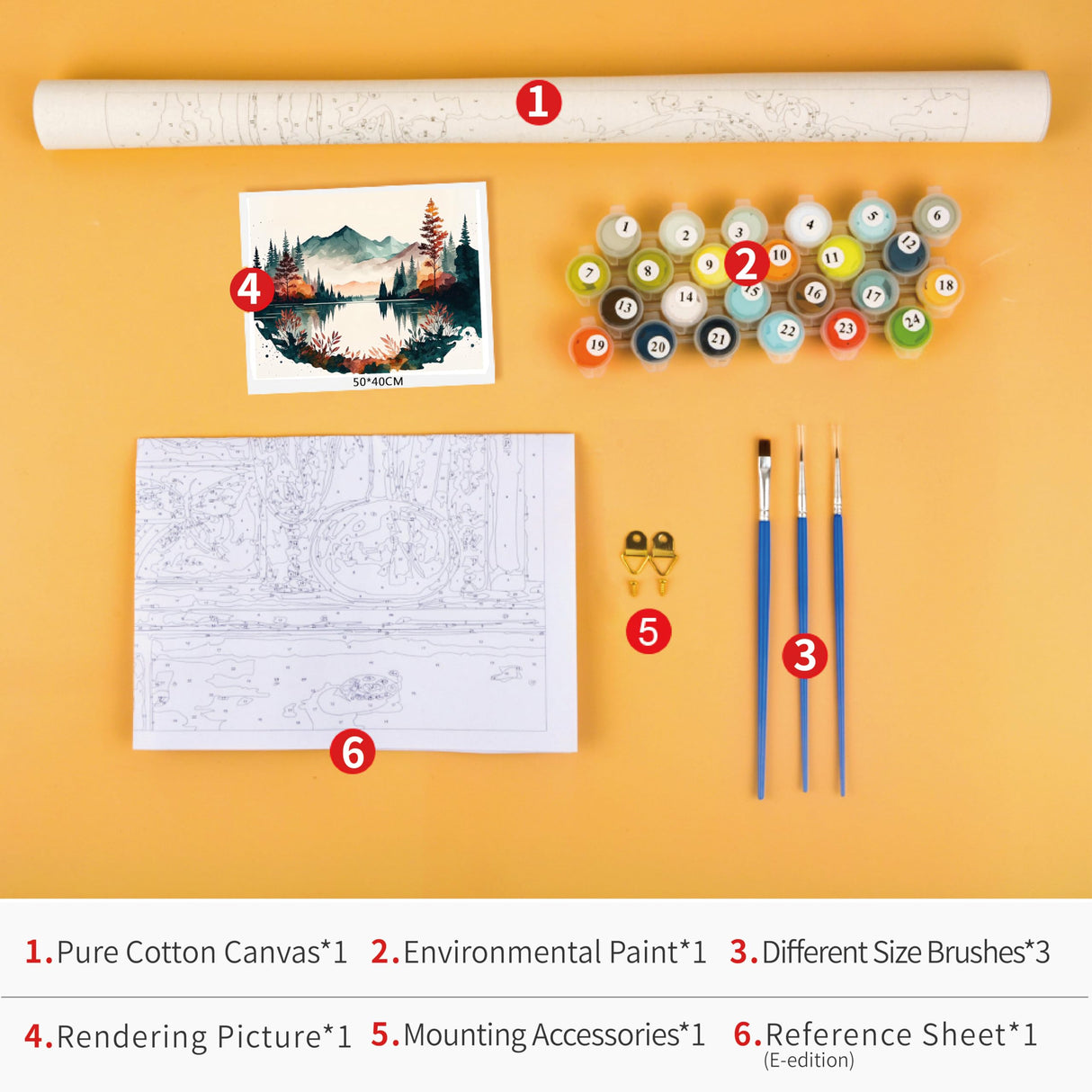 TUMOVO Landscape Paint by Numbers for Adults, Mountains, Forests and a Lake are Shown in a Watercolor Scene Paint by Number Kits for Beginner, Autumnal Landscape Art, 16x20 Inch TUMOVO