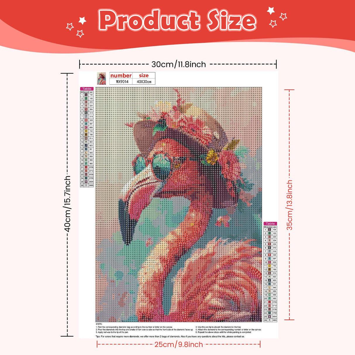 NEWENMO Diamonds Painting Kits for Adults Beginner DIY 5D Tropical Flamingo Diamond Art Paint with Round Diamonds, Full Drill Gem Art Flowers Diamonds Art Painting for Home Wall Decor 12x16 Inch NEWENMO