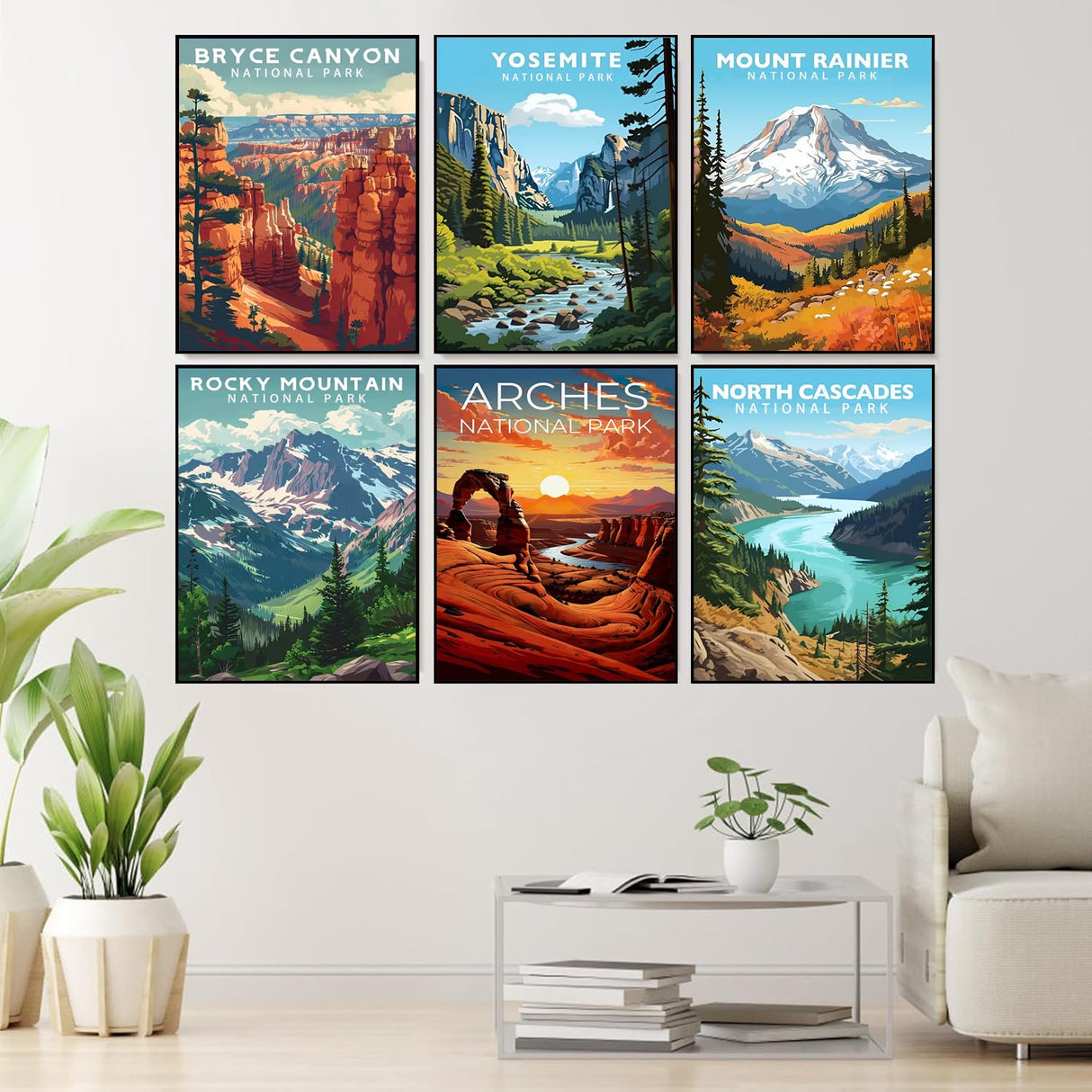 AOSGEDY 6 Pack Paint by Numbers Kit for Adults Beginner, National Park Adult Paint by Number Kits on Canvas Without Frame, DIY Landscape Painting with Numbers Craft for Home Decor 10x14 Inch AOSGEDY