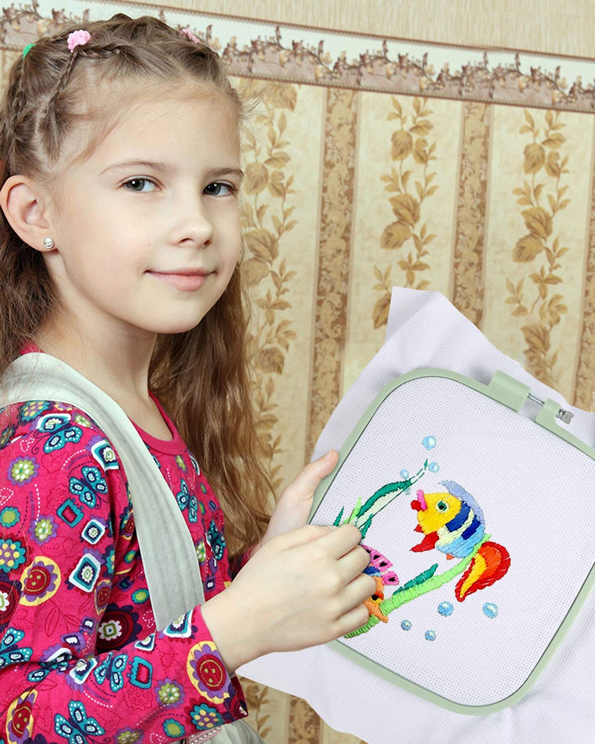 Pllieay 5 Pieces 5 Sizes Square Embroidery Hoops, ABS Plastic Embroidery Hoops for DIY Embroidery Craft Pllieay