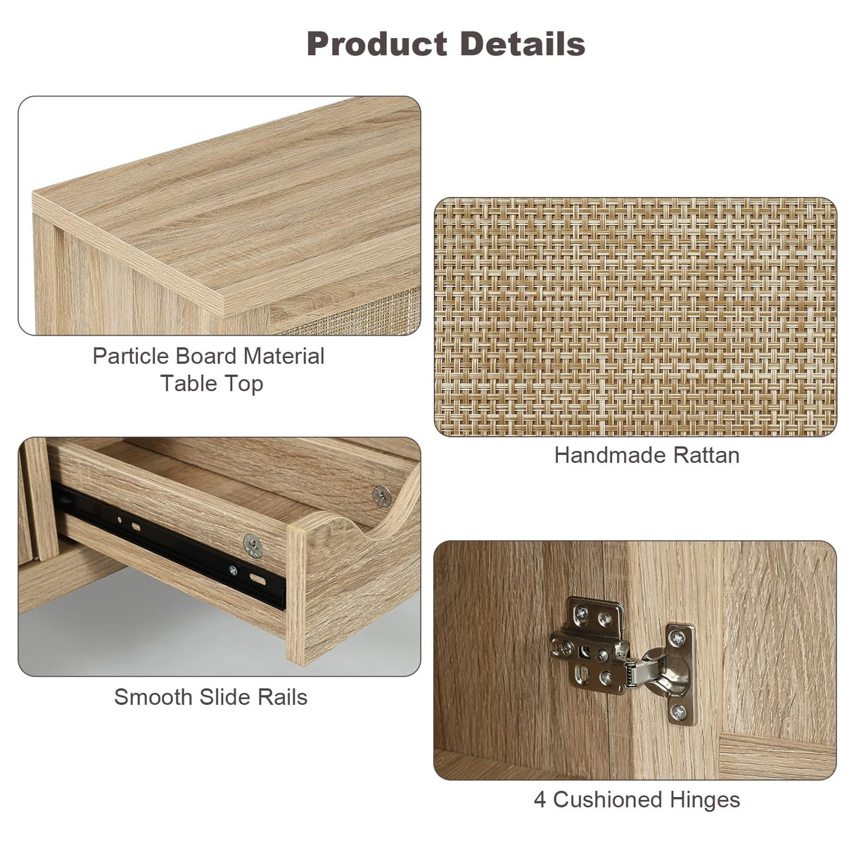 OTUTUMUS Rattan Wine Bar Cabinet, Boho Rattan Home Wine Bar Cabinet with Glass Holder and Drawer Style Wine Racks, Oak Sideboard Buffet Storage Cabinet for Living Dining Room Kitchen OTUTUMUS