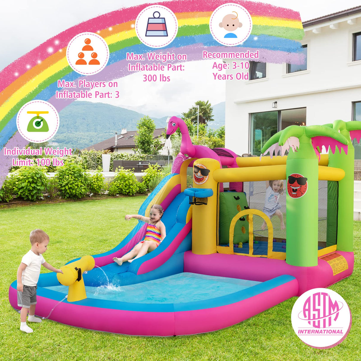 BOUNTECH Inflatable Bounce House with Waterslide & Ball Pit for Outdoor Fun with Ocean Balls, Bouncy Castle Water Slide for Big Kids Backyard Party Birthday Gifts BOUNTECH