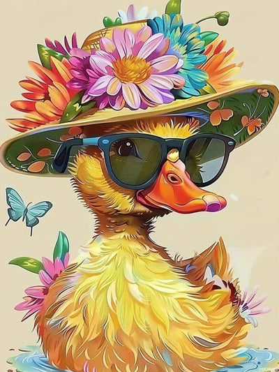 HMDIIMGE 5D Flower Yellow Duck Diamond Art Kits, Crystal Full Round Gemstone Diamond Painting Kits, for Adults Beginners, for Wall Decor Bedroom Decor Or As Gifts 12x16 Inch