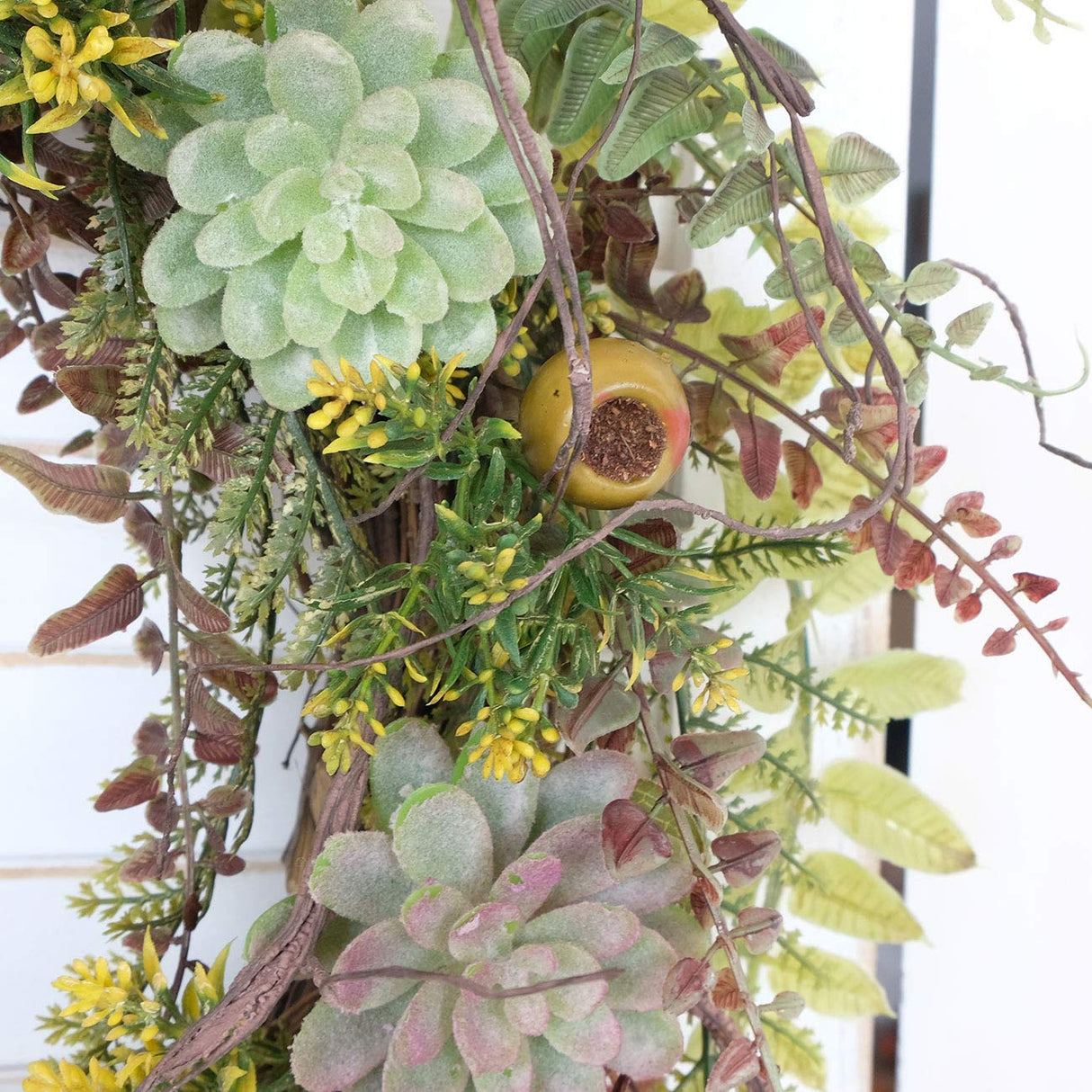 idyllic 22 Inches Christmas Wreath of Assorted Fern Leaves and Succulents Berry, Winter Spring Artificial Wreath for Front Door, Wall, Window, Farmhouse idyllic
