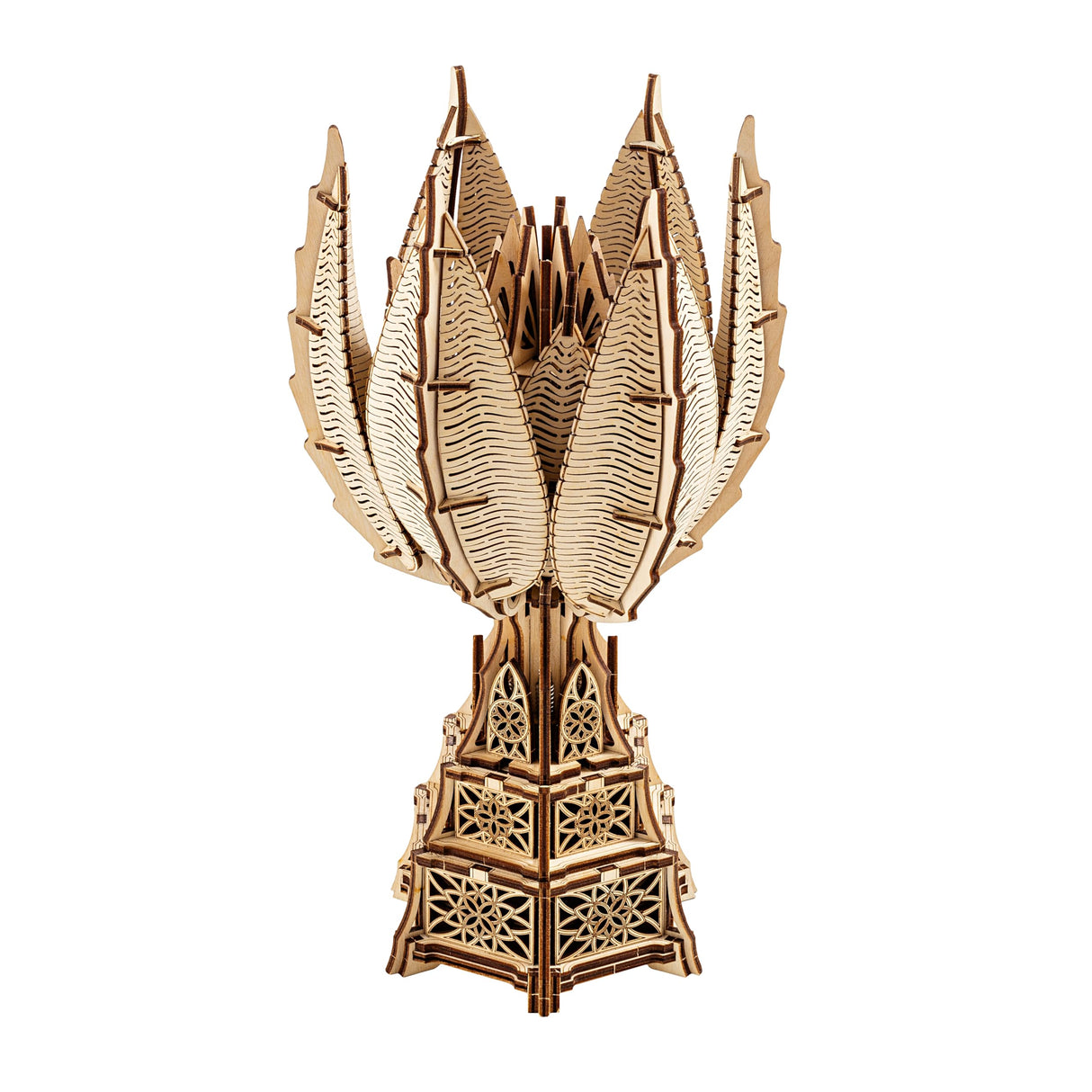 Wood Trick Fiery Bloom Luminous LED 3D Wooden Puzzles for Adults and Kids to Build - Interactive Mechanical Movement - Engineering DIY Project Mechanical 3D Puzzle Model Kits for Adults Wood Trick