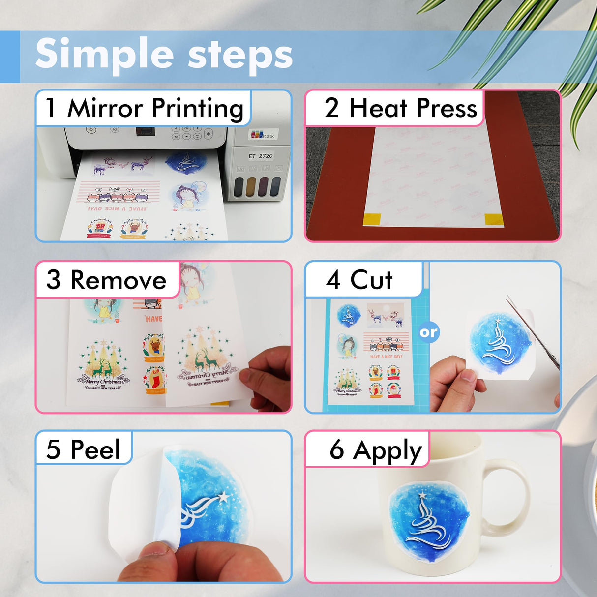 KOALA Sublimation Sticker Paper Glossy White Waterproof Vinyl 8.5x11 inch 25 Sheets, Quick Dry Vivid Colors Holds Ink well KOALA PAPER