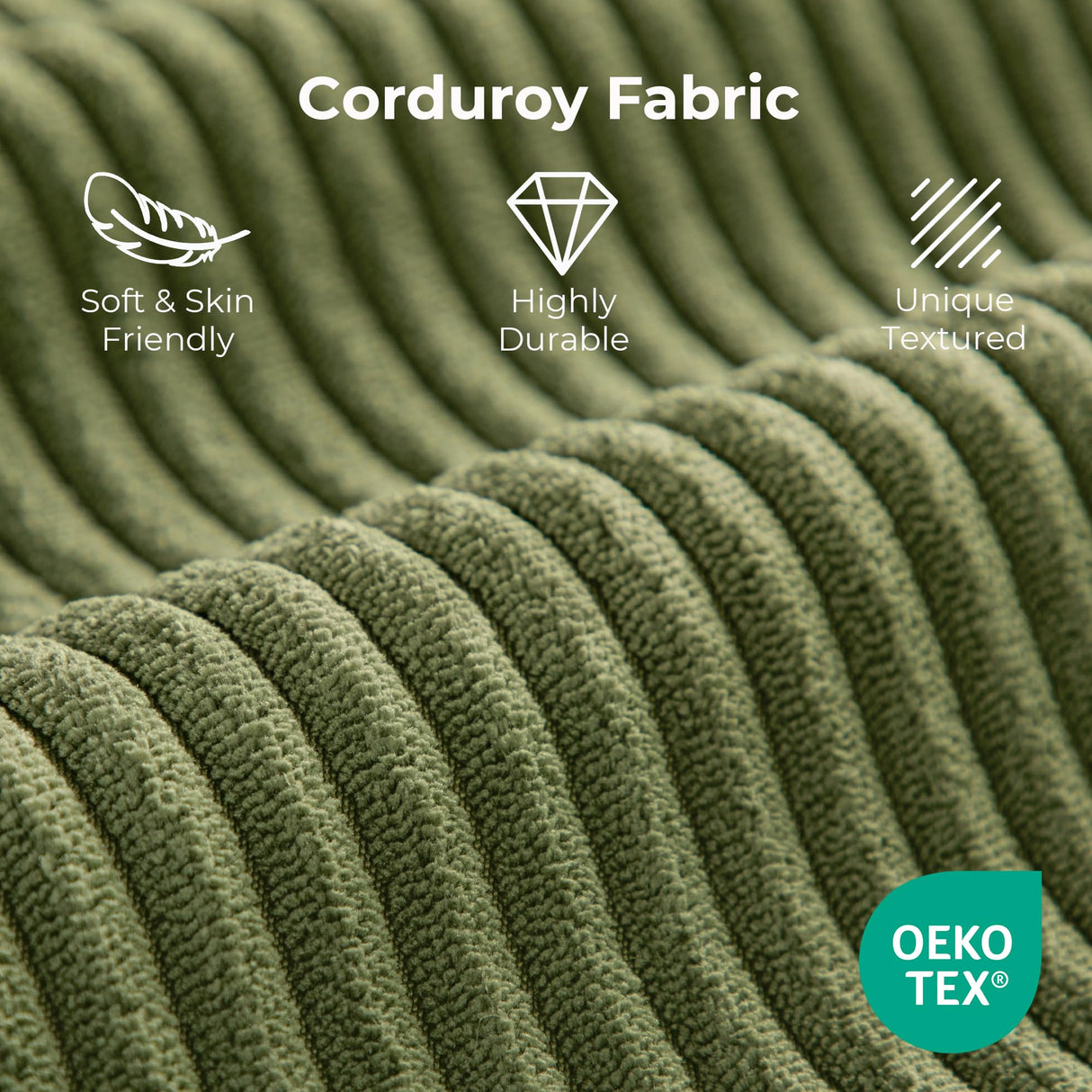 LIKIMIO Convertible Sleeper Sofa Bed Floor Sofa 3-in-1 No Assembly, Foldable Mattress with Corduroy Upholstery Green, Lounge Loveseat Couch for Living Room Studio Guest Room LIKIMIO