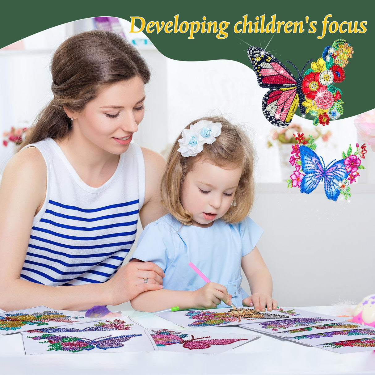 Qilery 12 Pcs Large Butterfly Diamond Painting Giant Butterfly Stained Glass Window Clings Painting Kits Stained Glass Diamond Painting Kit DIY Art Accessories for Adult Home Decor Qilery