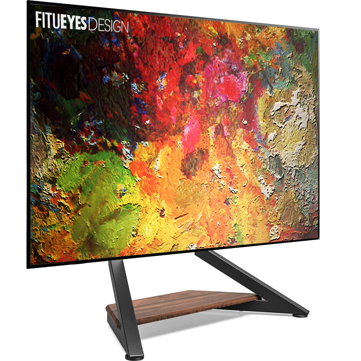 FITUEYES DESIGN Universal Tabletop TV Stand for 55-86 inch TV LCD LED, Modern TV Stand Height Adjustable with Wooden Base, Eiffel Series TV Mount Stand FITUEYES